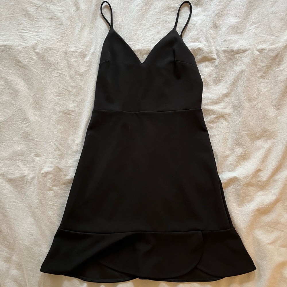 black mini dress, size M